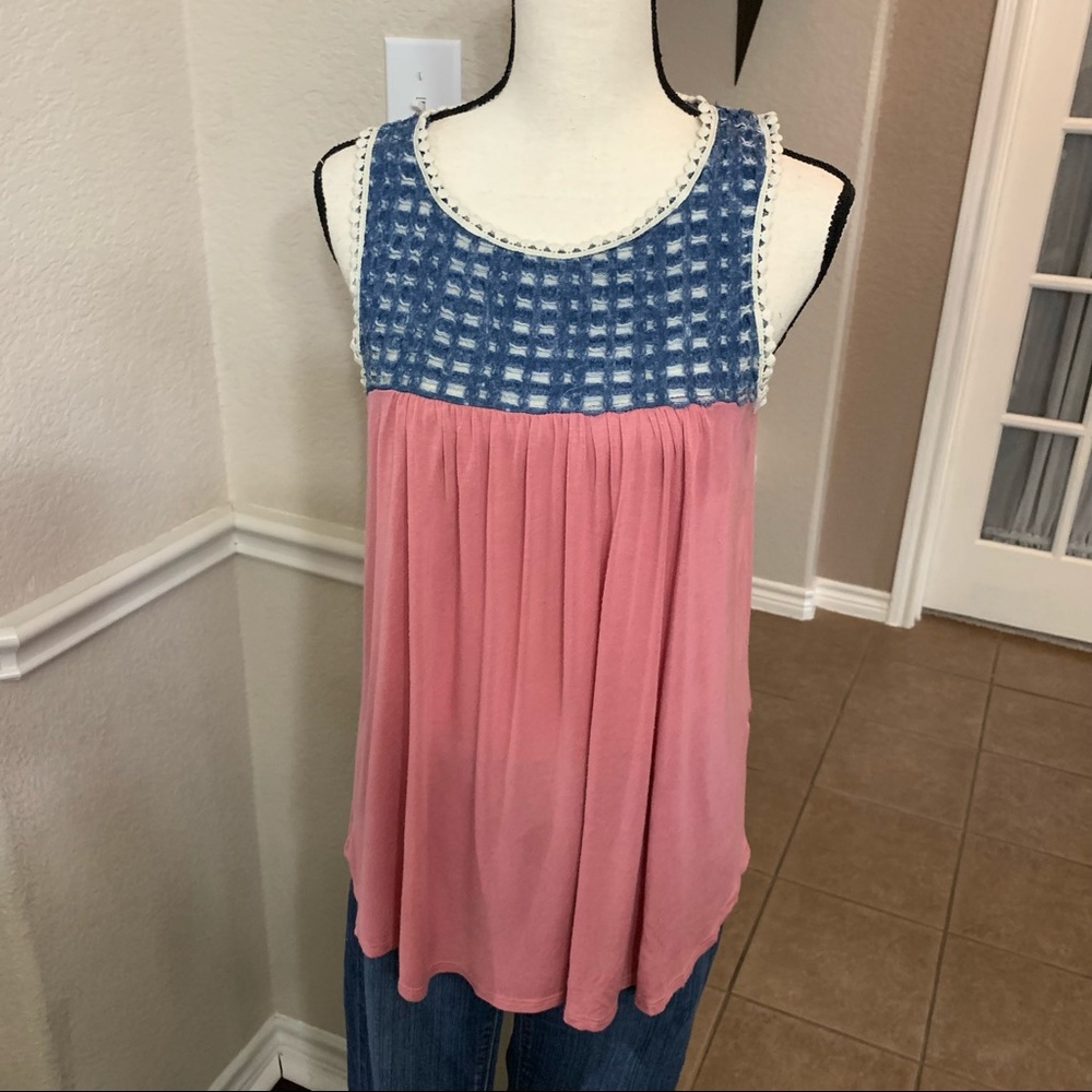 Sun & Moon pink and blue top Size S